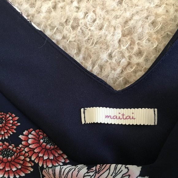 Maitai Navy Flowy Floral Midi Dress V-Neck M - Picture 7 of 12